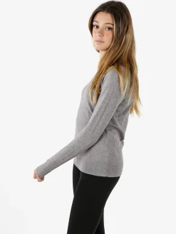 Norway Pullover girocollo da donna in maglia tinta unita - grigio