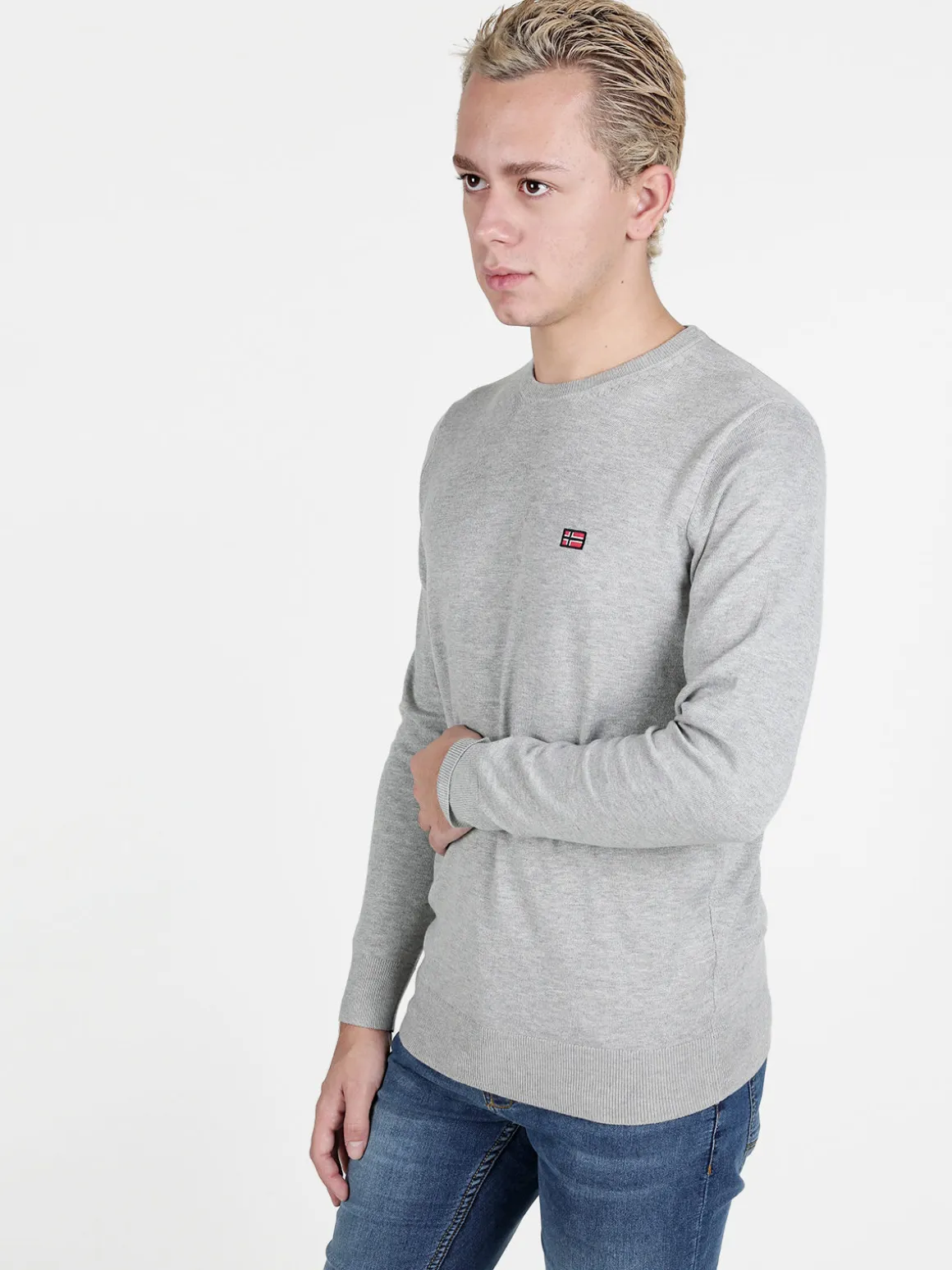 Norway Pullover girocollo da uomo in maglia tinta unita
