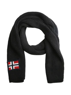 Norway Sciarpa da uomo in maglia con logo - nero