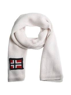 Norway Sciarpa da uomo in maglia con logo - panna