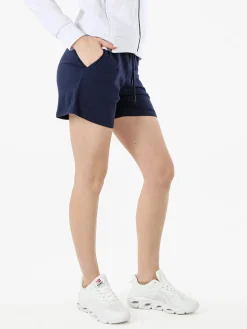 Norway Shorts donna sportivi in cotone con coulisse e logo - blu scuro