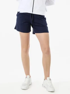 Norway Shorts donna sportivi in cotone con coulisse e logo - blu scuro