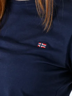 Norway T-shirt donna in cotone con logo - blu scuro