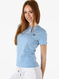 Norway T-shirt donna in cotone con logo - azzurro