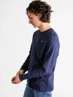 Norway T-shirt maniche lunghe da uomo in cotone - blu scuro