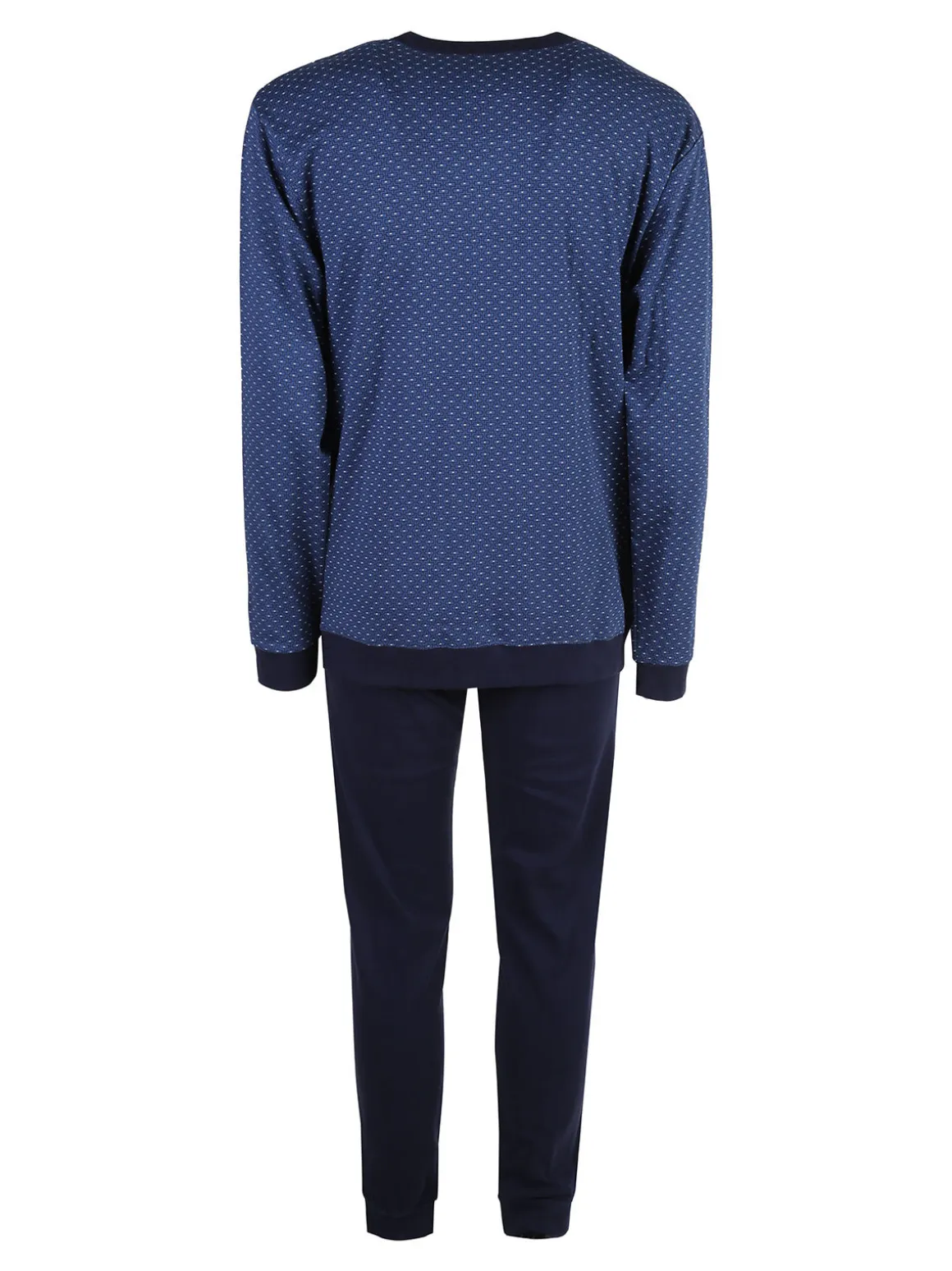 Nottingham Pigiama lungo da uomo in cotone interlock con stampe - blu