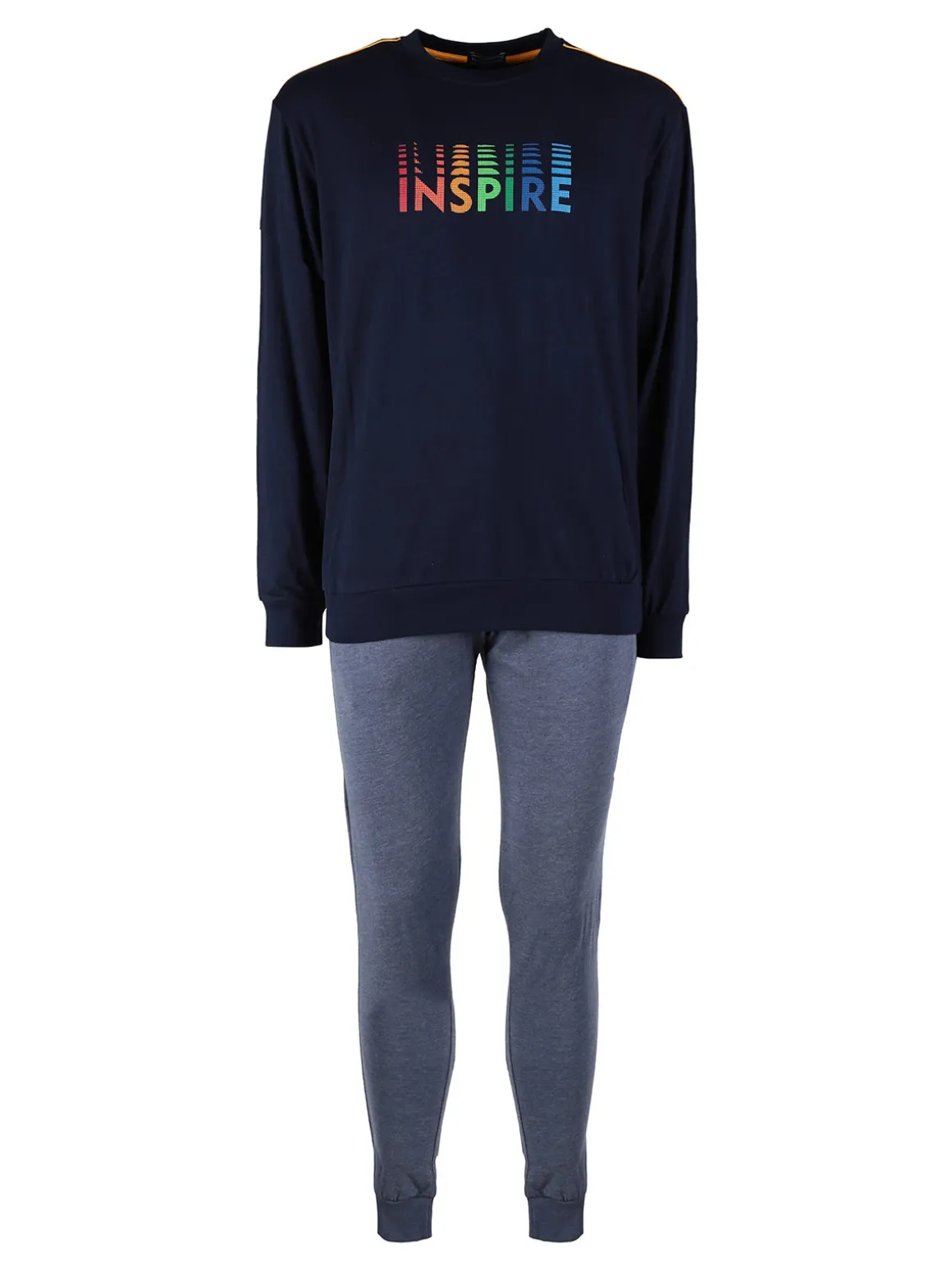 Nottingham Pigiama lungo da uomo in misto cotone jersey