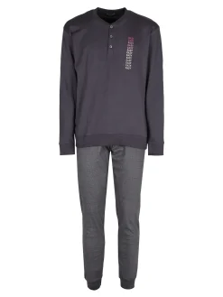Nottingham Pigiama lungo da uomo in cotone interlock