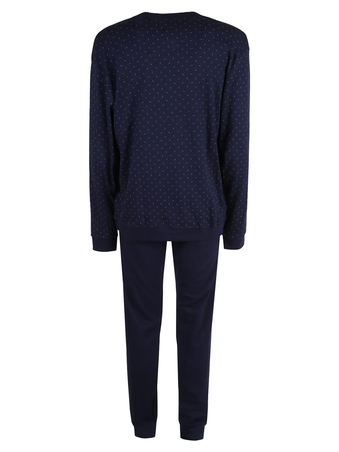Nottingham Pigiama lungo da uomo in cotone interlock con stampe - blu scuro