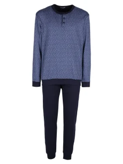 Nottingham Pigiama lungo da uomo in cotone interlock