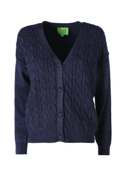 Nova Cardigan donna a trama intrecciata - blu scuro