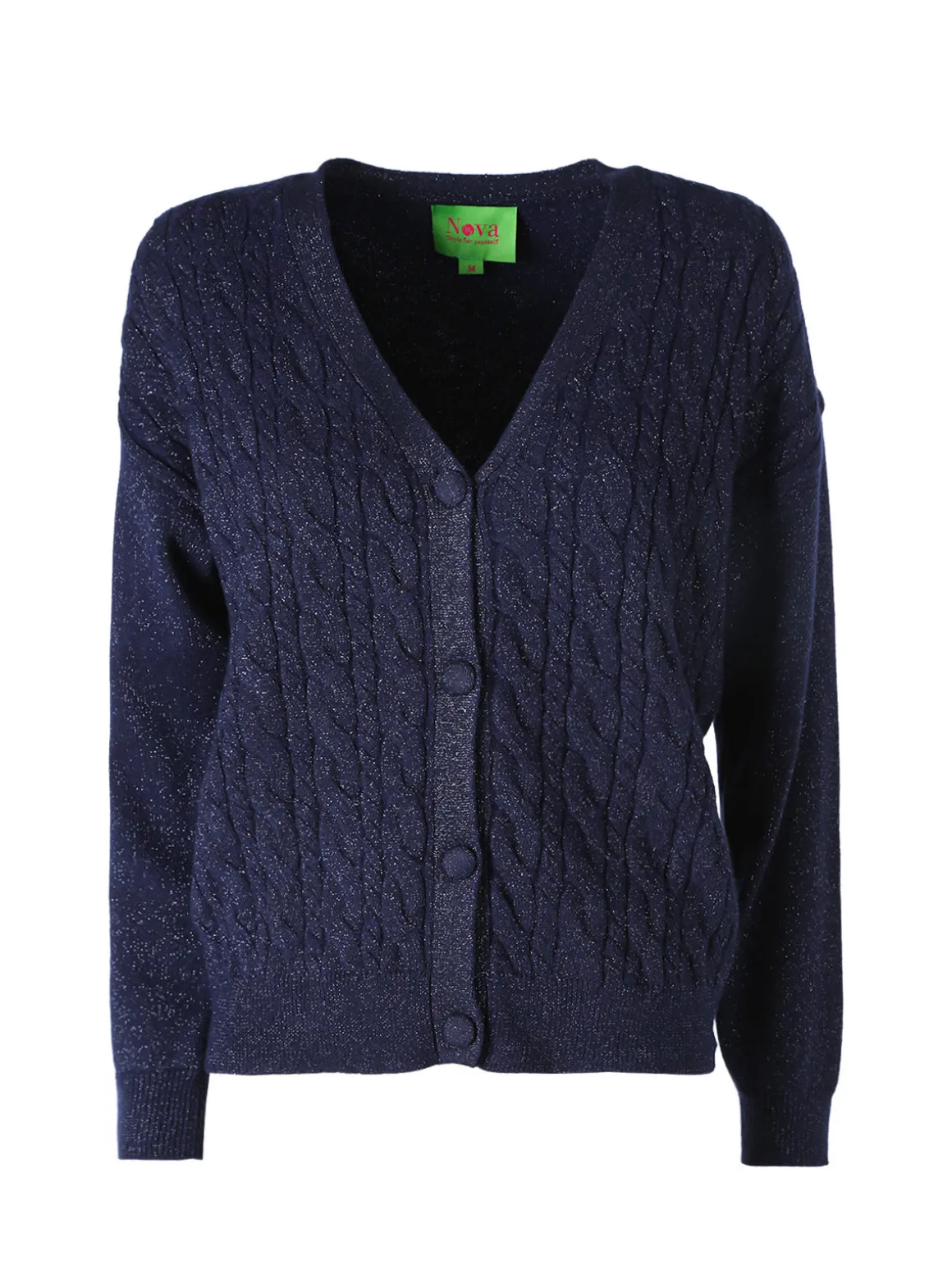 Nova Cardigan donna a trama intrecciata - blu scuro