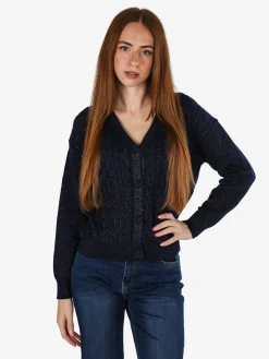 Nova Cardigan donna a trama intrecciata - blu scuro