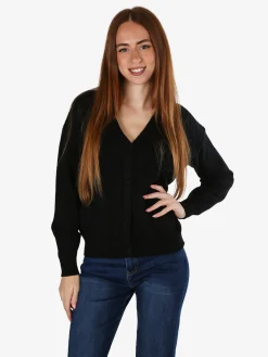 Nova Cardigan donna a trama intrecciata - nero