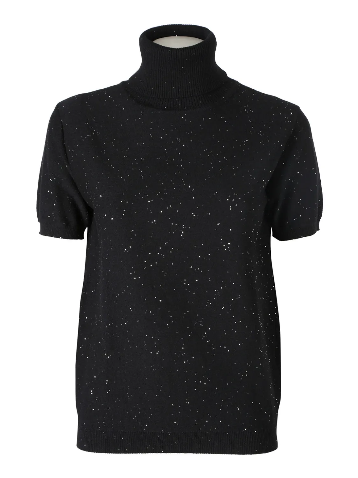 Nova Maglia dolcevita da donna a maniche corte - nero