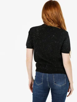 Nova Maglia dolcevita da donna a maniche corte - nero