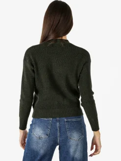 Nova Maglione girocollo da donna lurex - verde scuro