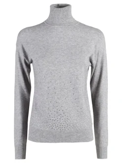 Nova Pullover dolcevita da donna con strass - grigio