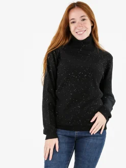 Nova Pullover dolcevita donna con paillettes - nero