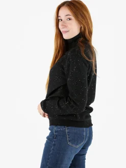 Nova Pullover dolcevita donna con paillettes - nero