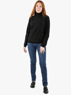 Nova Pullover dolcevita donna con paillettes - nero