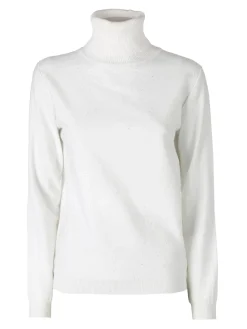 Nova Pullover dolcevita donna con paillettes - bianco