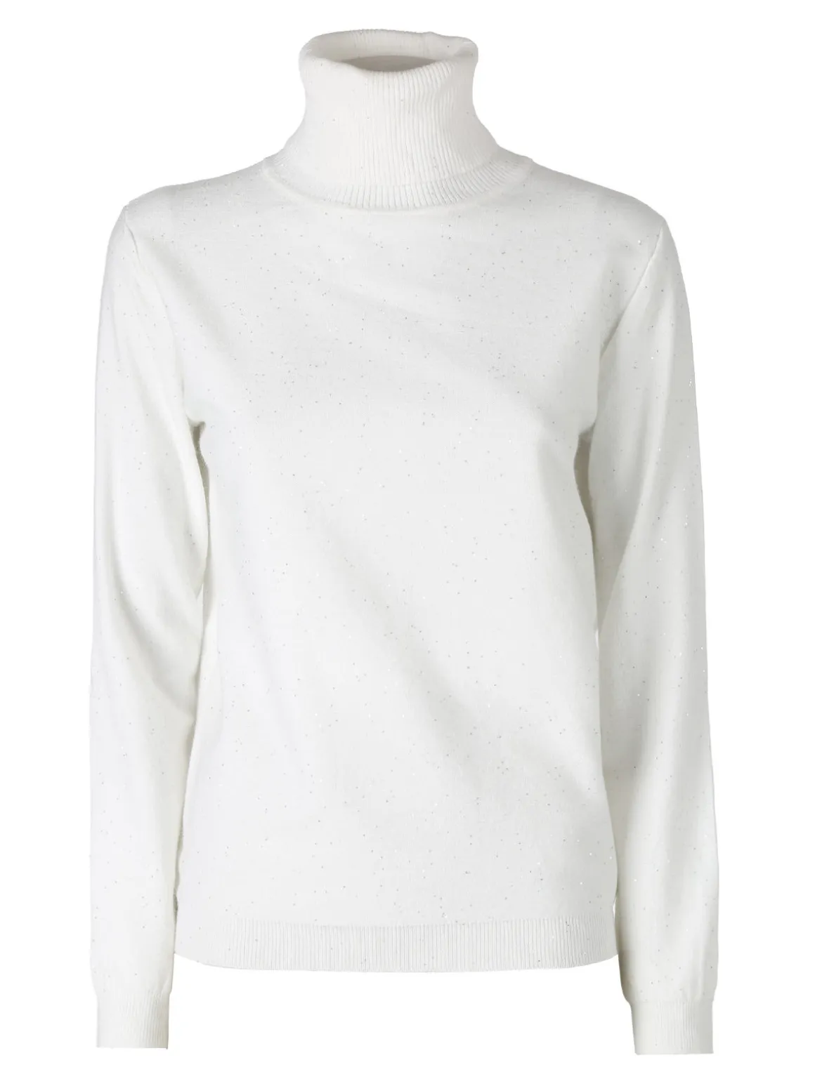 Nova Pullover dolcevita donna con paillettes - bianco