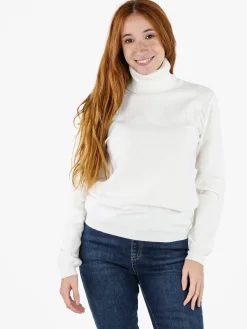 Nova Pullover dolcevita donna con paillettes - bianco