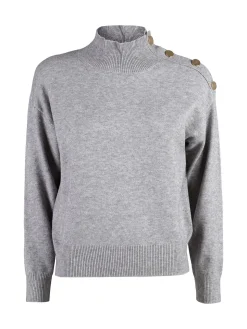Nova Pullover donna a collo alto con bottoni - grigio