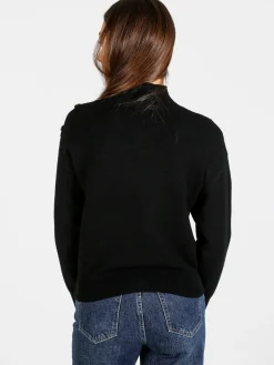 Nova Pullover donna a collo alto con bottoni - nero