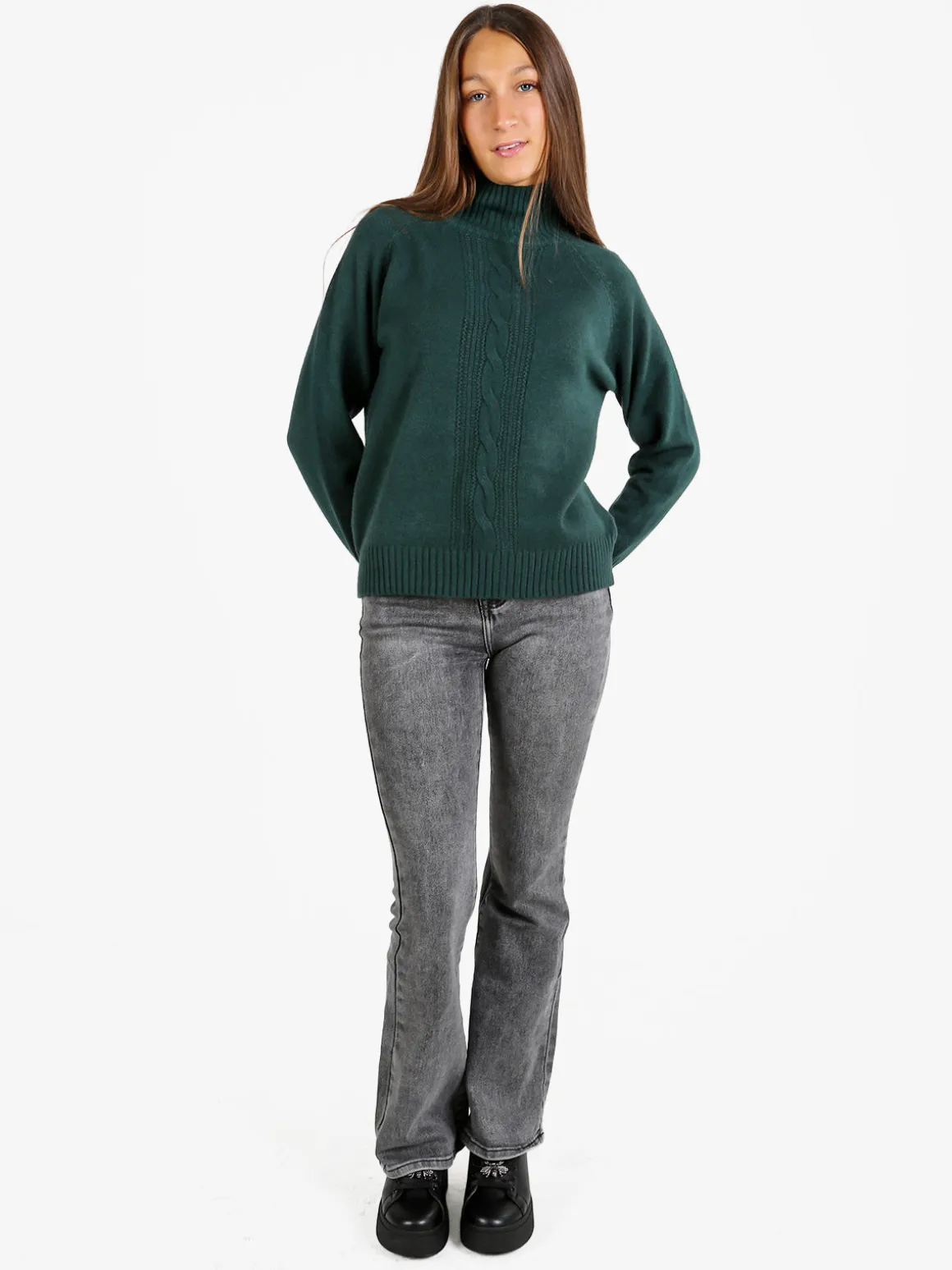 Nova Pullover donna con collo alto - verde