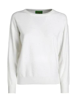 Nova Pullover donna girocollo con strass - bianco