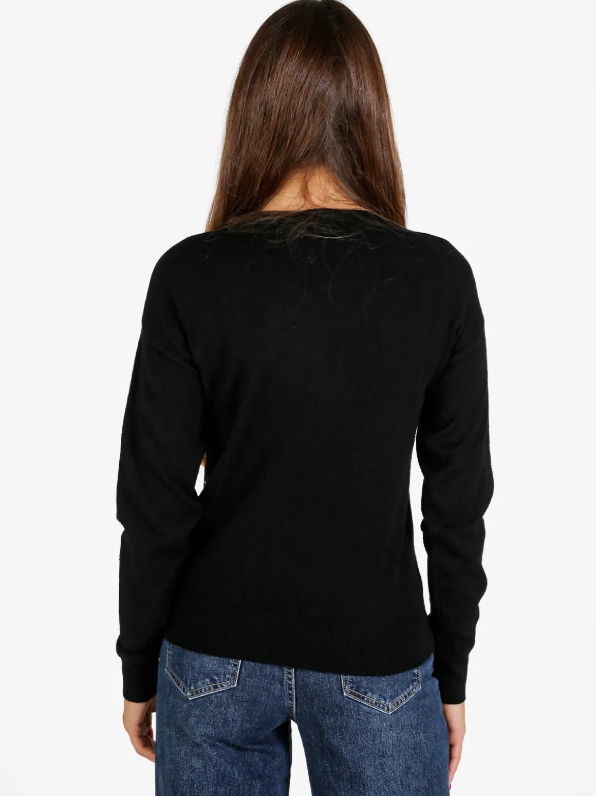 Nova Pullover girocollo donna con strass - nero
