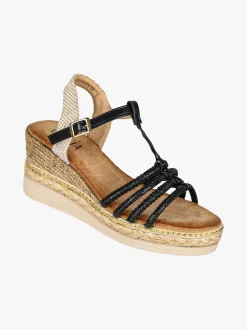 Olivia Sandali donna con zeppa e plateau - nero