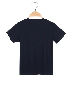 Paris T-shirt da ragazzo in cotone con stampa ITALIA - blu scuro
