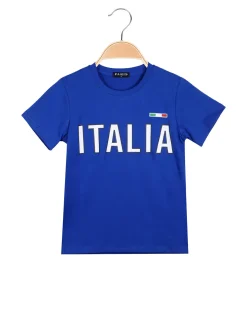 Paris T-shirt da ragazzo in cotone con stampa ITALIA - blu