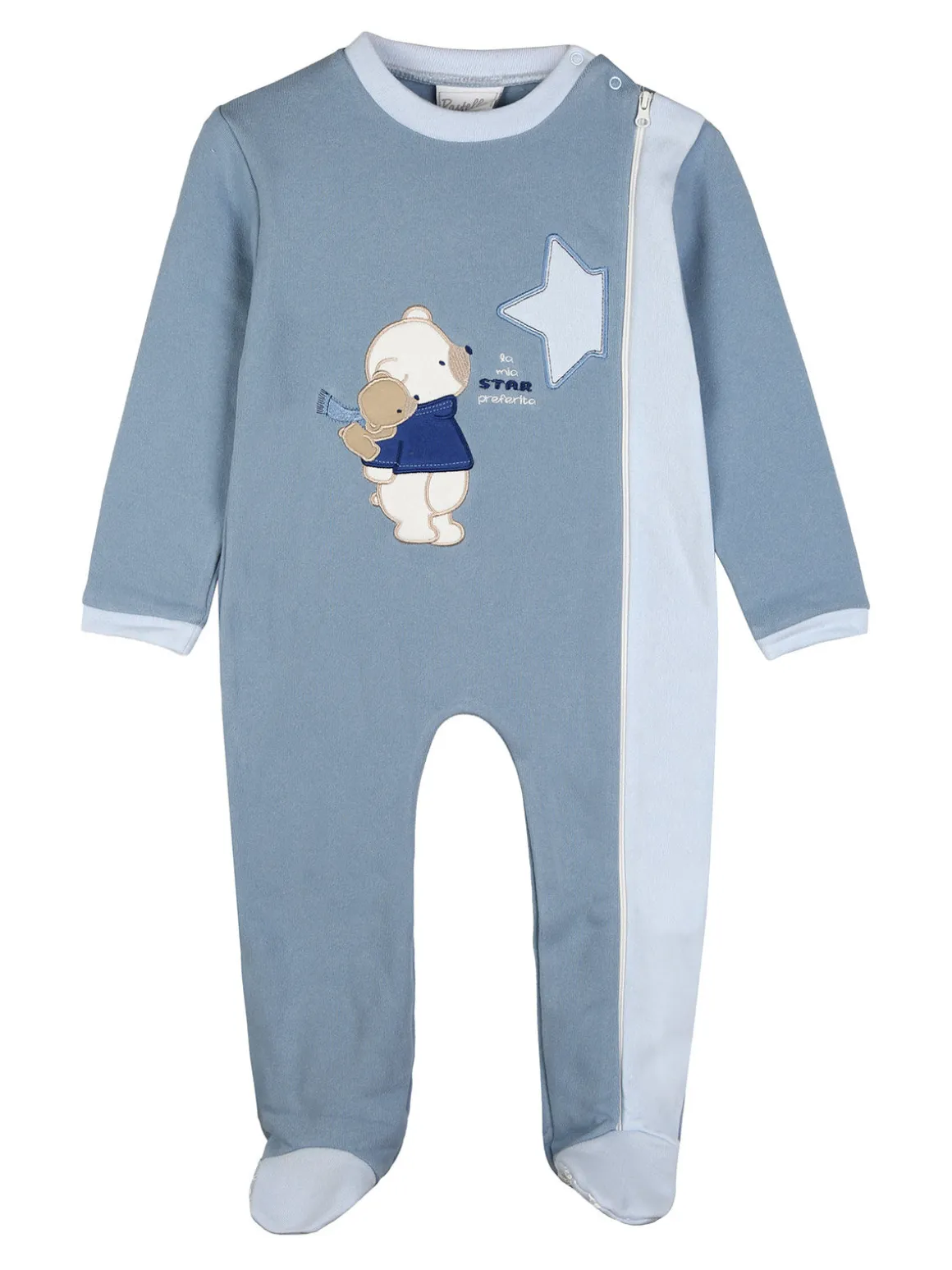 Pastello Pigiama intero da neonato con zip intera - blu
