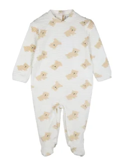 Pastello Tutina in ciniglia da neonati con stampe - beige