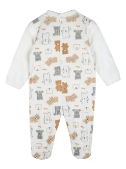 Pastello Tutina in ciniglia da neonato con stampe - bianco
