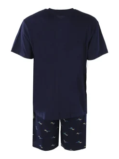 Paul Martin Pigiama corto da uomo in cotone naturale - blu scuro