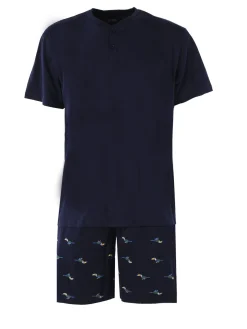 Paul Martin Pigiama corto da uomo in cotone naturale - blu scuro