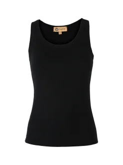 Peafowl Top girocollo da donna a costine - nero