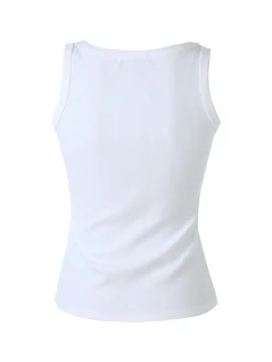 Peafowl Top girocollo da donna a costine - bianco