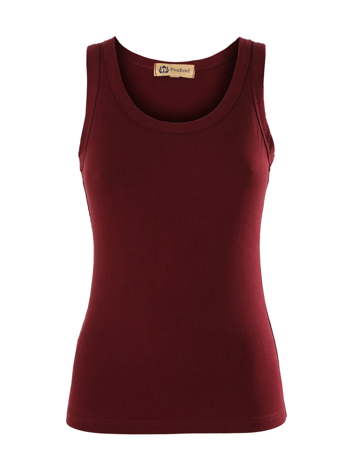 Peafowl Top girocollo da donna a costine - bordeaux