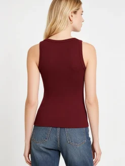 Peafowl Top girocollo da donna a costine - bordeaux