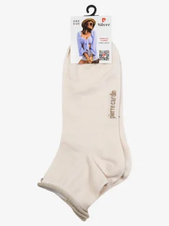 Pierre Cardin Calze corte da donna in cotone con bordo in lurex - beige