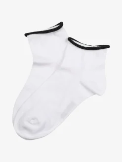 Pierre Cardin Calze corte da donna in cotone con bordo in lurex - bianco