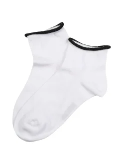 Pierre Cardin Calze corte da donna in cotone con bordo in lurex - bianco