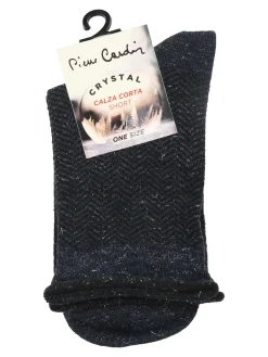 Pierre Cardin Calze corte da donna con stampa spigata e lurex - blu scuro