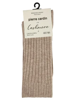Pierre Cardin Calze corte da uomo in misto lana e cashmere a coste - beige